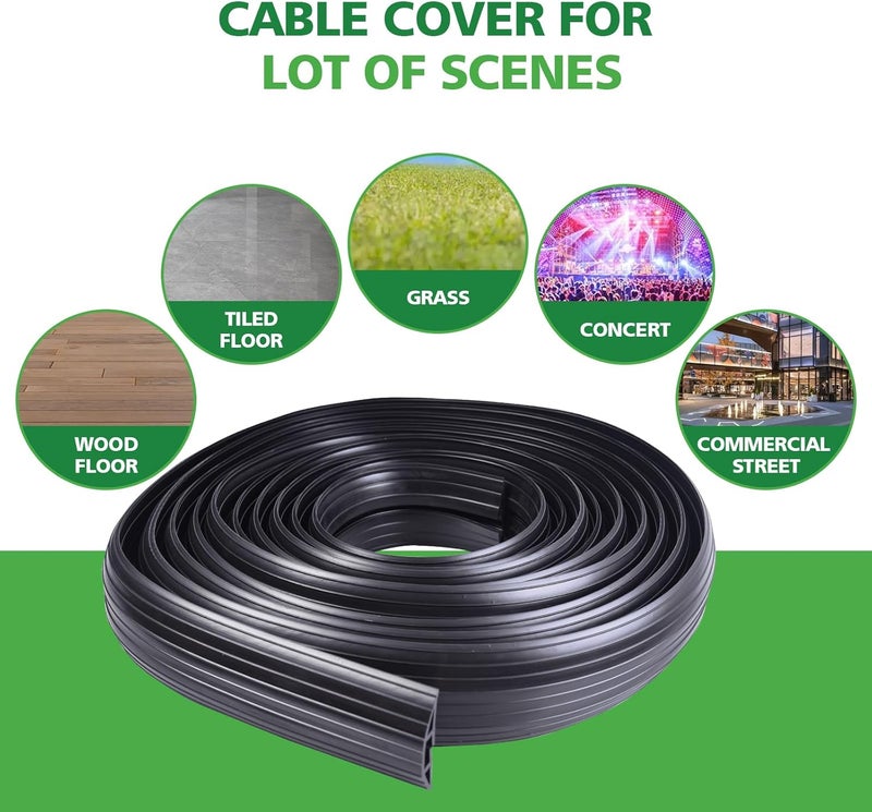 vilmon 4ft Floor Cable Cover Heavy Duty PVC Cord Cover Wire Cover to Prevent Trip Hazard for Home Office or Outdoor(4ft, Black) - Image 3
